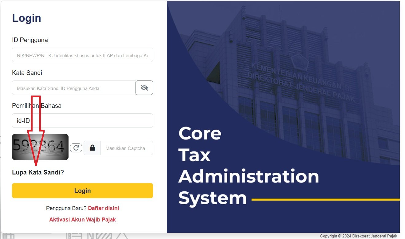lupa kata sandi coretax
