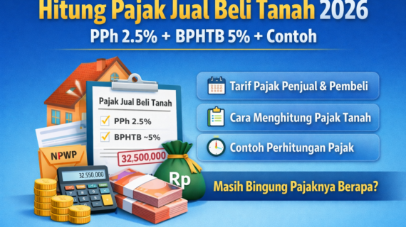 Hitung Pajak Jual Beli Tanah (PPh 2.5% + BPHTB 5% + Contoh)