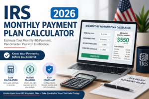 IRS Monthly Payment Plan Calculator 2026 (Estimate Your Monthly IRS Payment Fast)